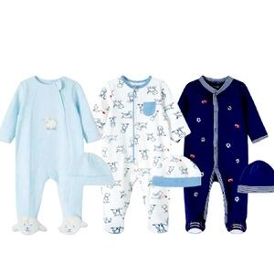 Set of 3 Little Me Footies W/ Hat